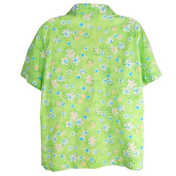Vtg ALFRED DUNNER Floral Button Shirt Green 100% Cotton Size 14 Cottagecore - Picture 4 of 7
